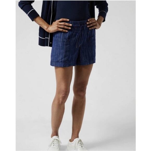 Athleta Cabo linen textured shorts navy 2 - Picture 3 of 14